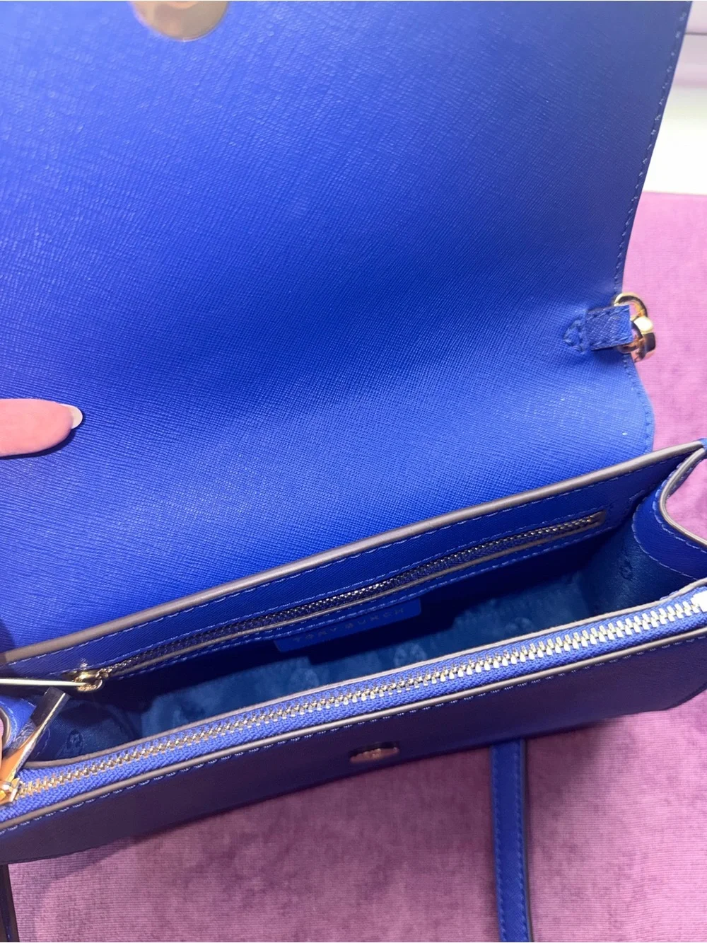 Tory Burch Emerson Saffiano Leather Convertible Crossbody Bag – Royal Blue